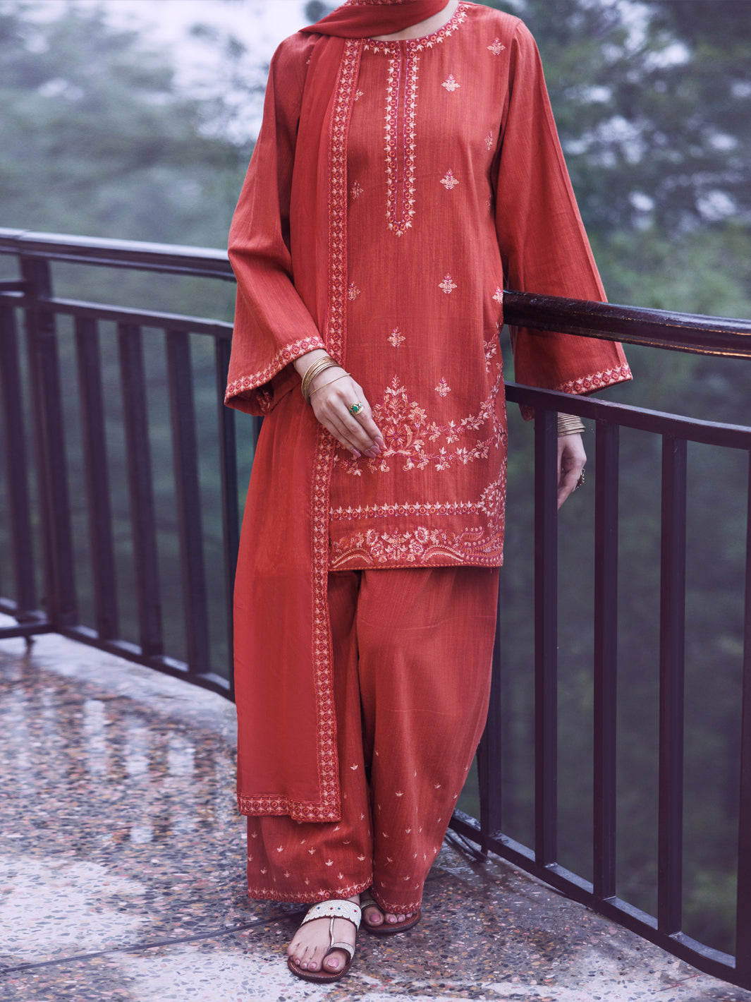 Rust Yarn Dyed 3Pc Stitched - AWP-3PS-787