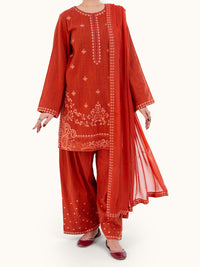 Rust Yarn Dyed 3Pc Stitched - AWP-3PS-787