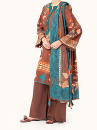 Brown Cambric 3Pc Unstitched - AWP-3PS-788