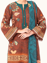 Brown Cambric 3Pc Unstitched - AWP-3PS-788