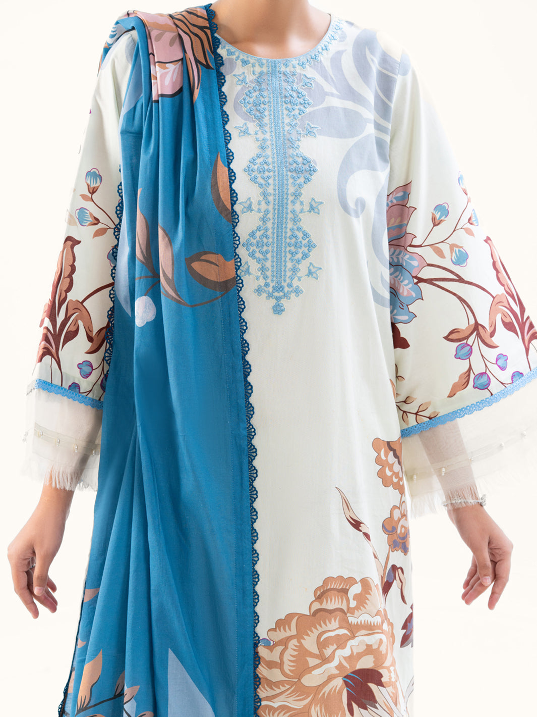 Cream Cambric 3Pc Unstitched - AWP-3PS-789