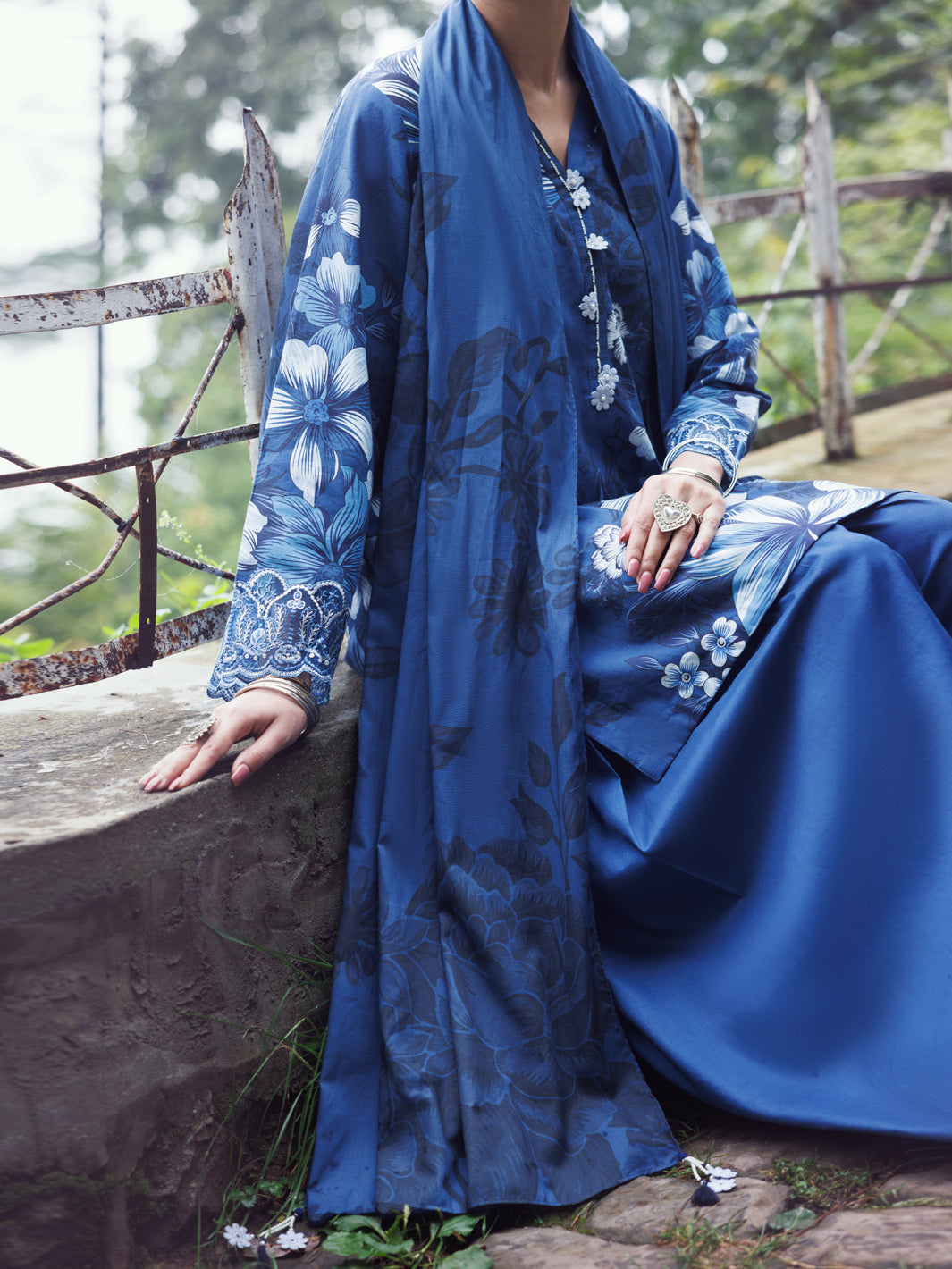 Blue Cambric 3Pc Unstitched - AWP-3PS-790