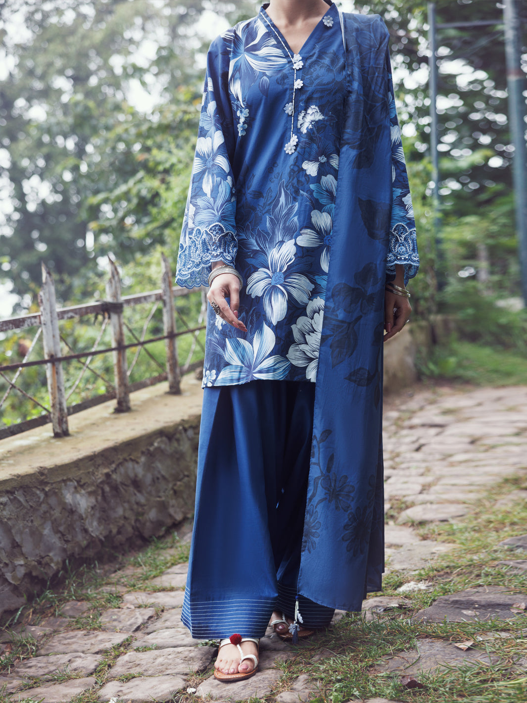 Blue Cambric 3Pc Unstitched - AWP-3PS-790