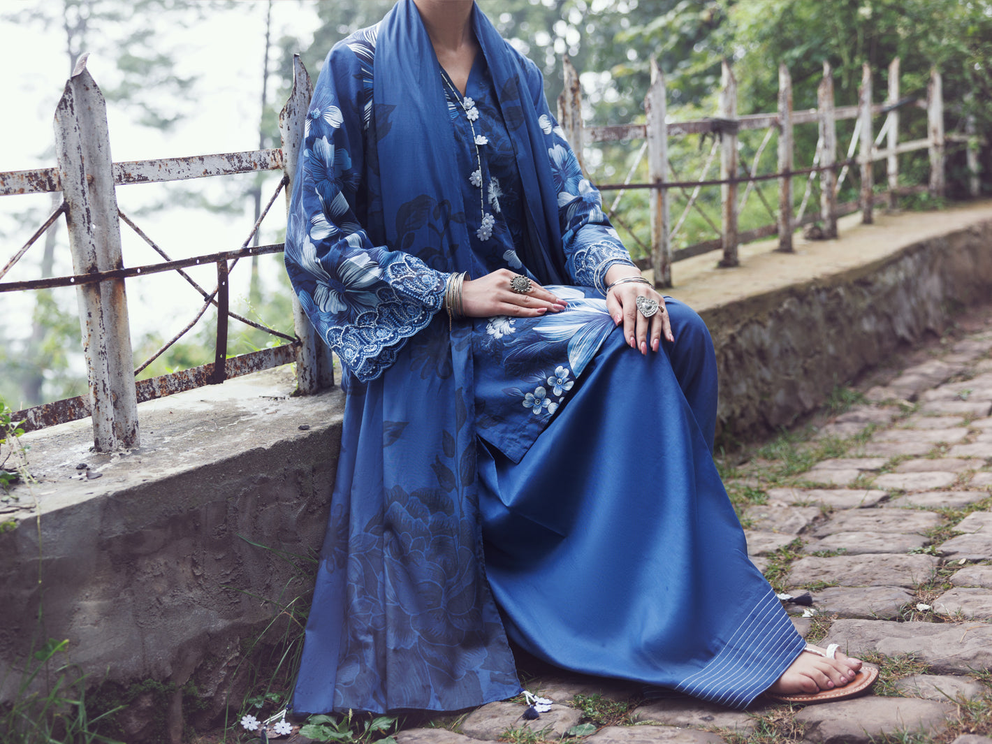 Blue Cambric 3Pc Unstitched - AWP-3PS-790