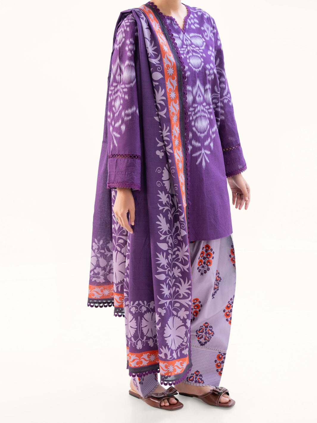 Plum Cambric 3Pc Unstitched - AWP-3PS-791