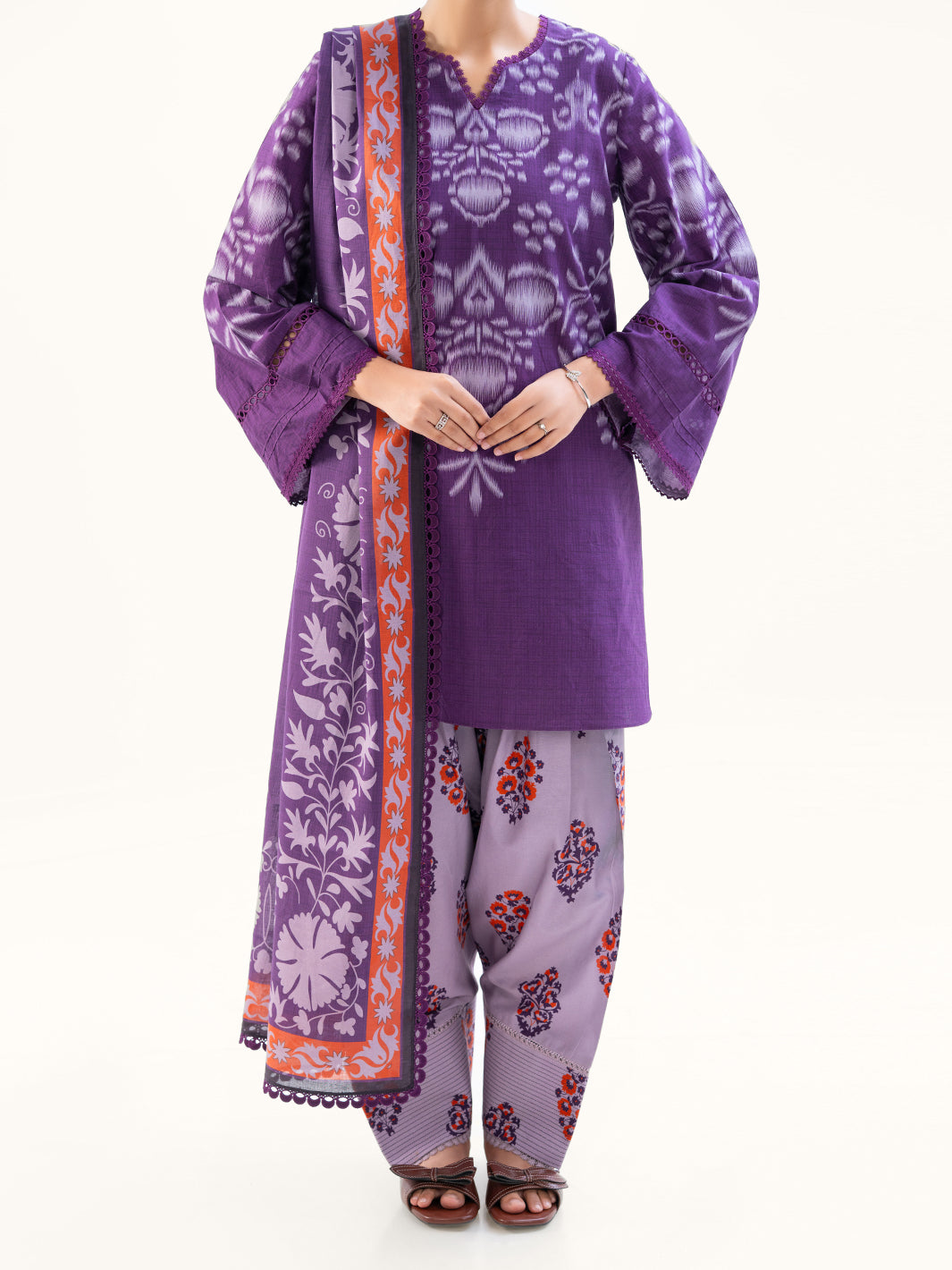 Plum Cambric 3Pc Unstitched - AWP-3PS-791