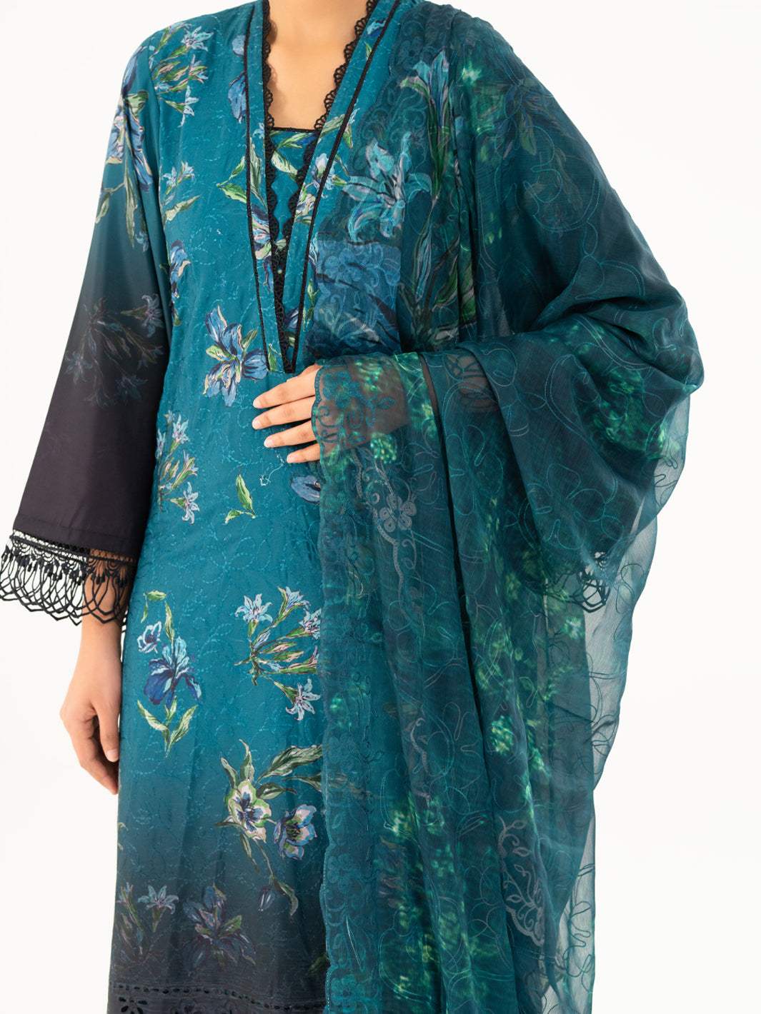 Teal Cambric 3Pc Unstitched - AWP-3PS-794