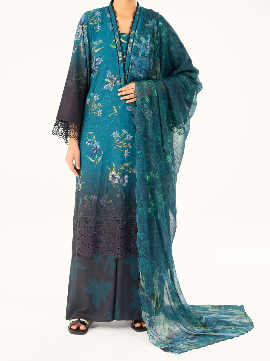 Teal Cambric 3Pc Unstitched - AWP-3PS-794