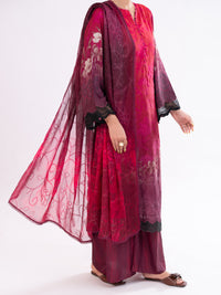 Maroon Poly-Lawn 3Pc Unstitched - AWP-3PS-795