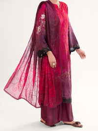 Maroon Poly-Lawn 3Pc Unstitched - AWP-3PS-795