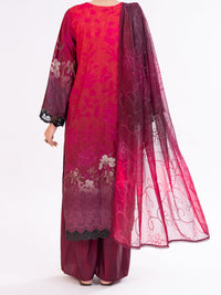 Maroon Poly-Lawn 3Pc Unstitched - AWP-3PS-795