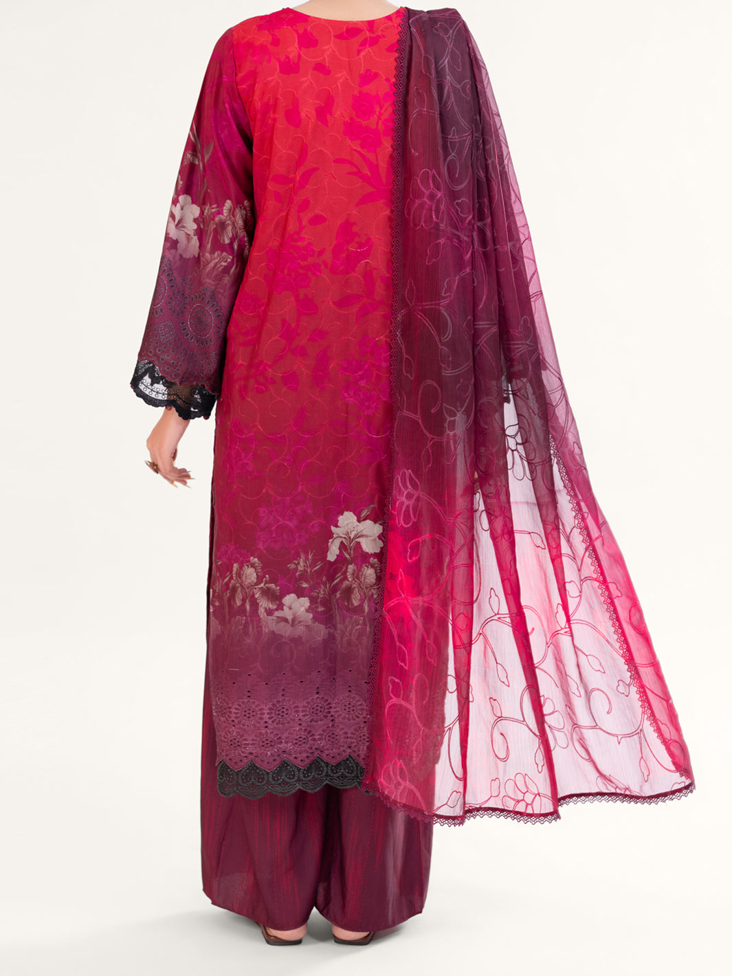 Maroon Poly-Lawn 3Pc Unstitched - AWP-3PS-795