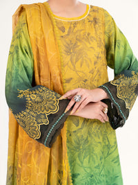 Green Poly-Lawn 3Pc Unstitched - AWP-3PS-796