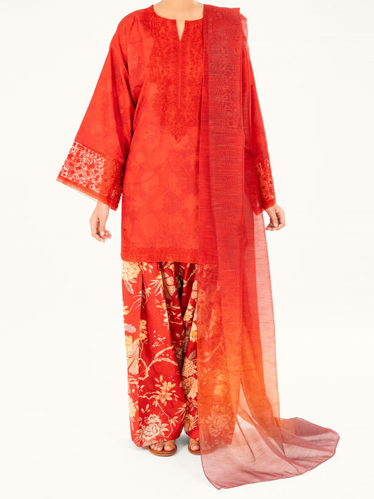 Red Poly-Jacquard 3Pc Stitched - AWP-3PS-797