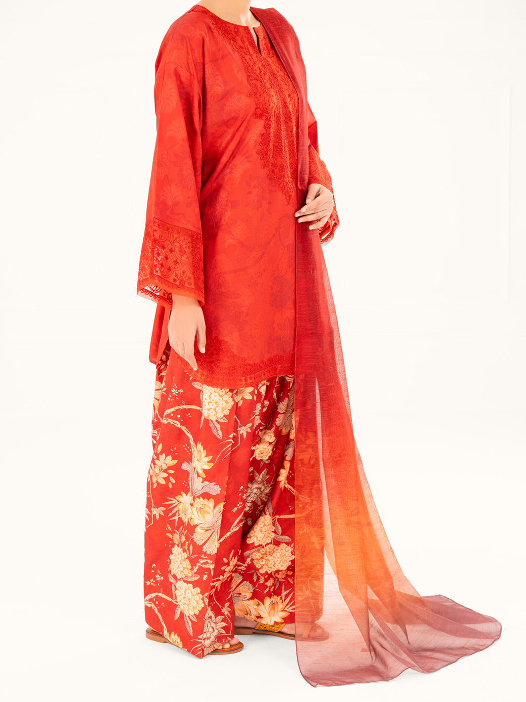 Red Poly-Jacquard 3Pc Stitched - AWP-3PS-797