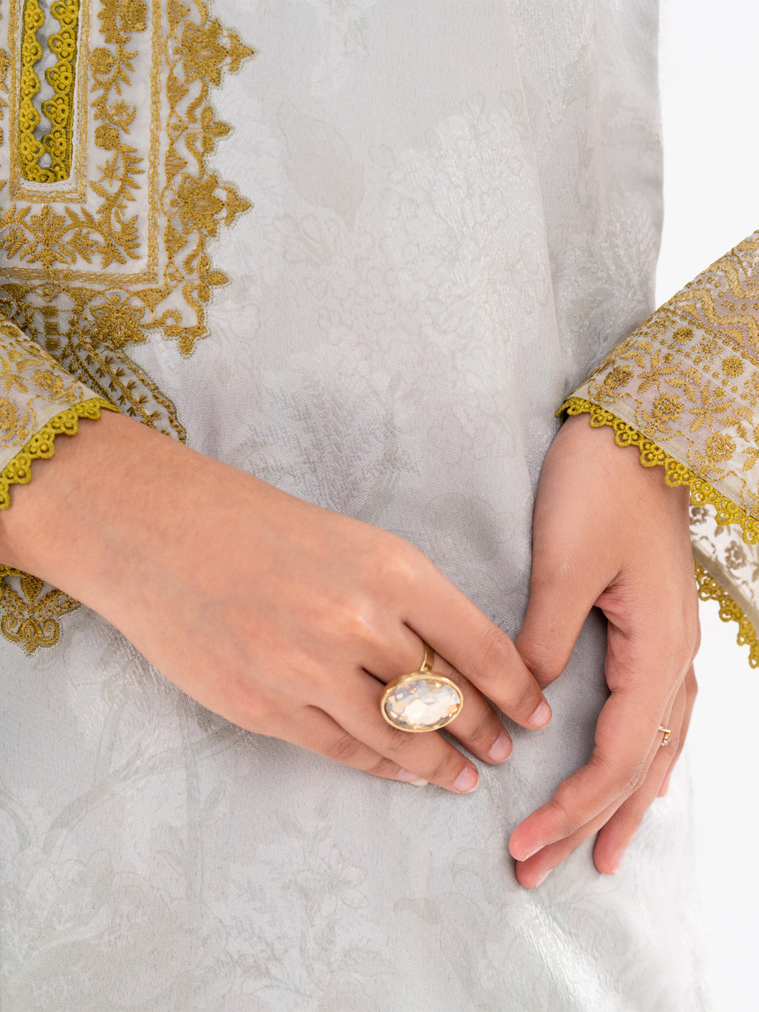 Pistachio Green Poly Jacquard 3Pc Unstitched - AWP-3PS-798