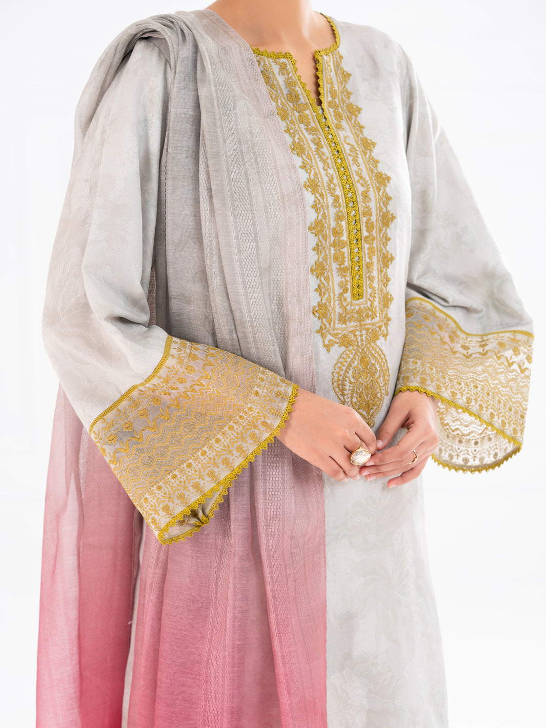 Pistachio Green Poly Jacquard 3Pc Unstitched - AWP-3PS-798