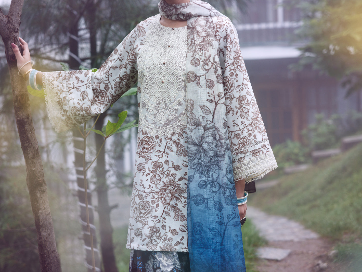 Beige Poly Jacquard 3Pc Unstitched - AWP-3PS-799