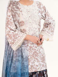 Beige Poly Jacquard 3Pc Unstitched - AWP-3PS-799