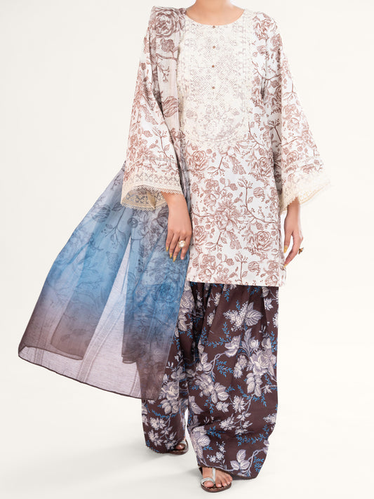 Beige Poly-Jacquard 3Pc Stitched - AWP-3PS-799