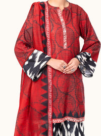 Maroon Lino Kara 3Pc Unstitched - AWP-3PS-800