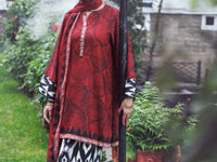 Maroon Lino Kara 3Pc Unstitched - AWP-3PS-800