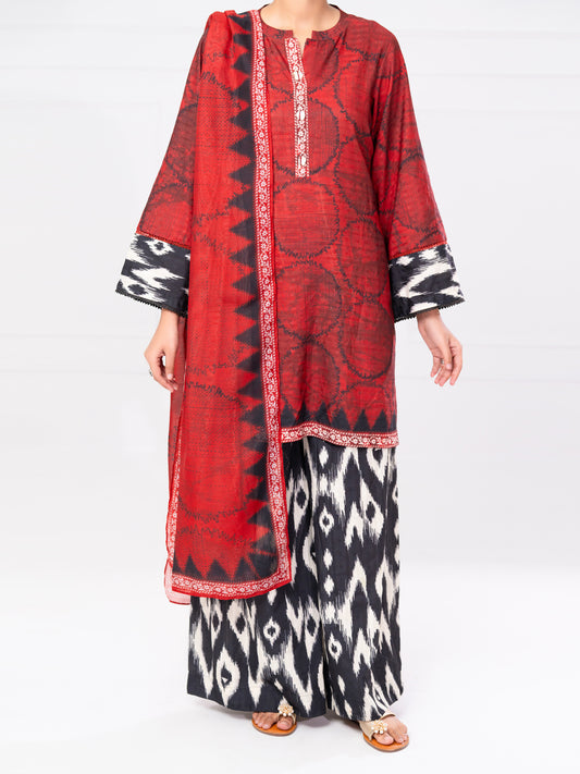 Maroon Lino Kara 3Pc Unstitched - AWP-3PS-800