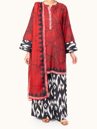 Maroon Lino Kara 3Pc Unstitched - AWP-3PS-800