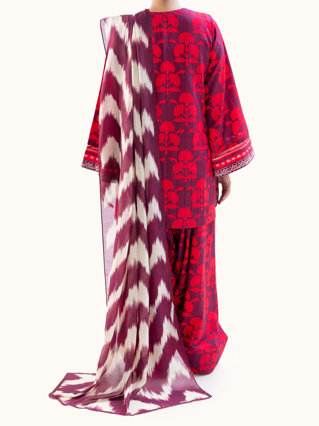 Plum Jacquard 3Pc Unstitched - AWP-3PS-801