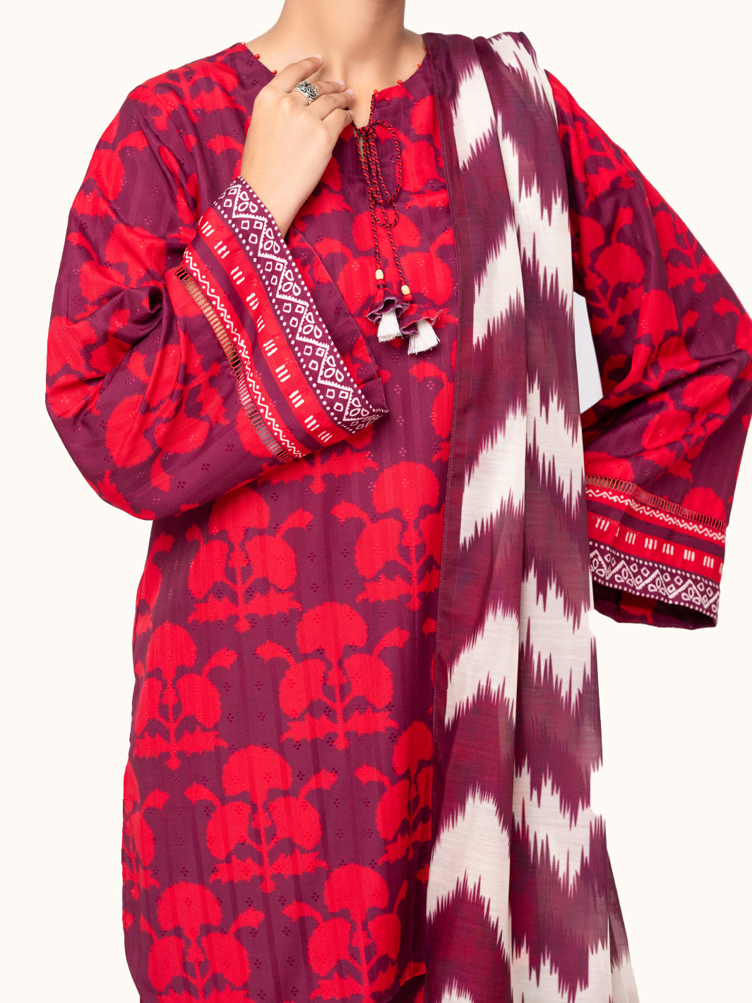 Plum Jacquard 3Pc Unstitched - AWP-3PS-801