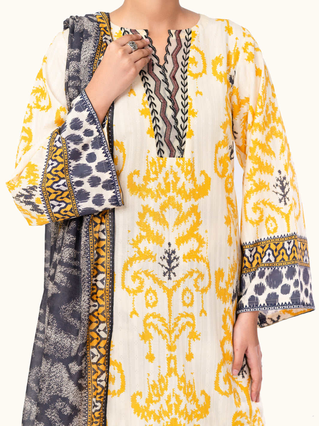 Lemon Lino Kara 3Pc Unstitched - AWP-3PS-802