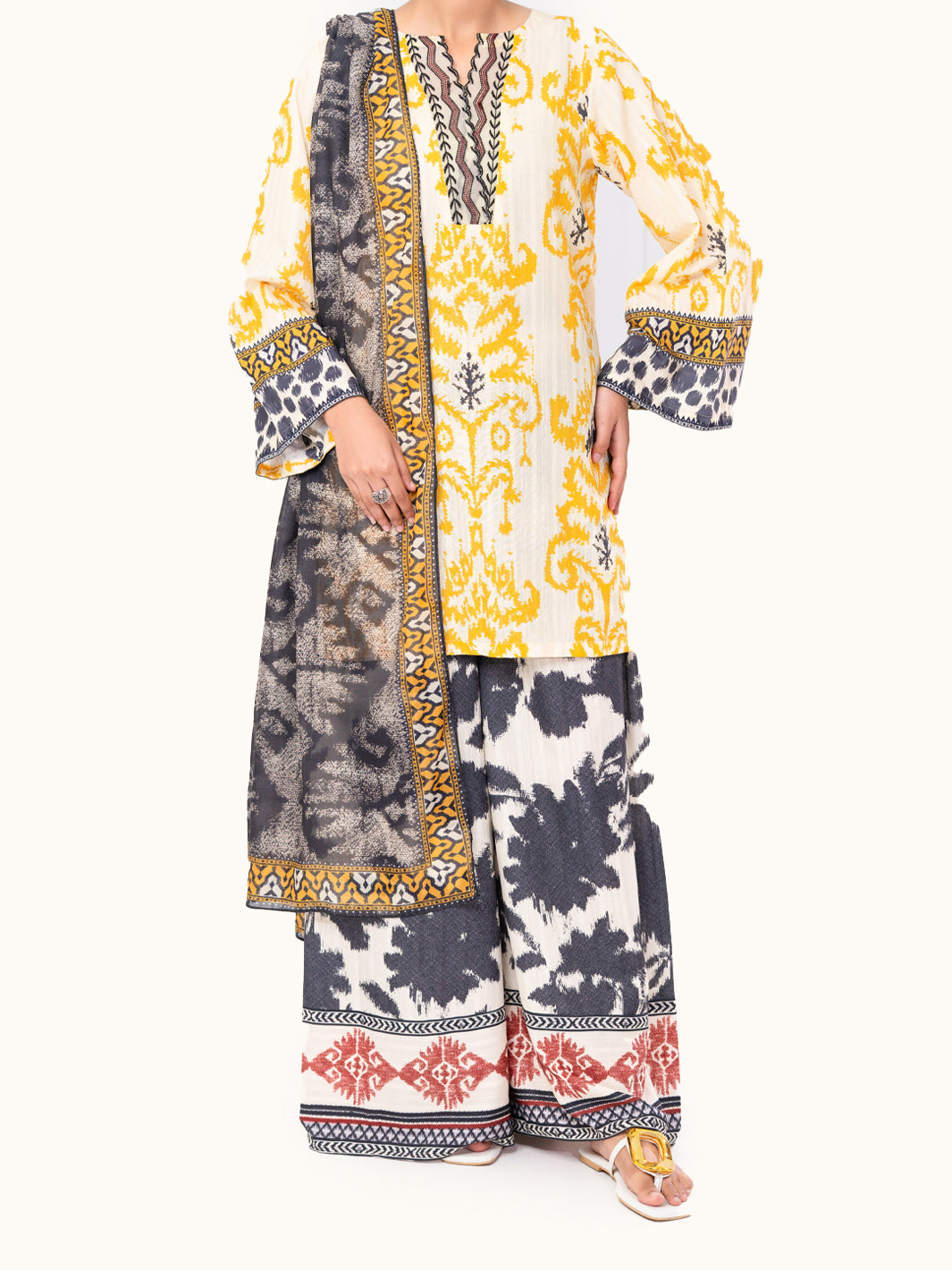 Lemon Lino Kara 3Pc Unstitched - AWP-3PS-802