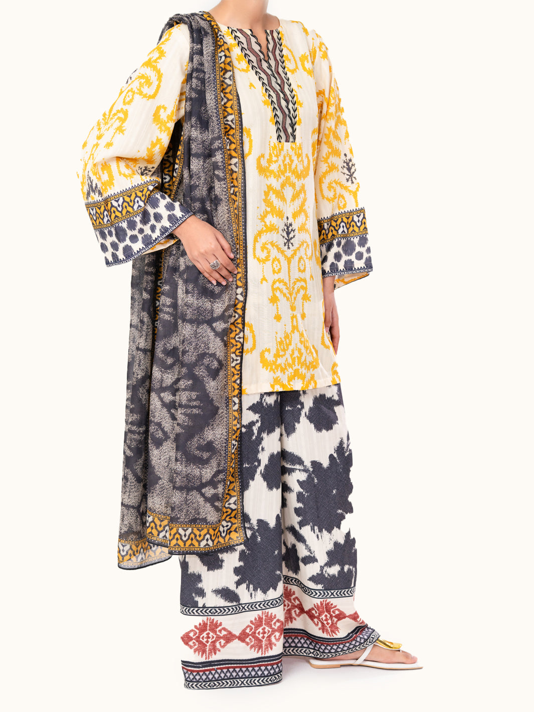 Lemon Lino Kara 3Pc Unstitched - AWP-3PS-802