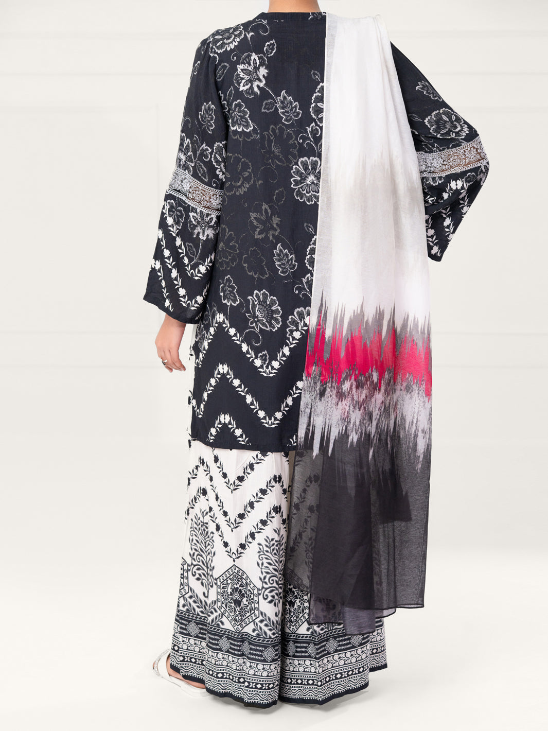 Black Viscose Silk 3Pc Unstitched - AWP-3PS-803