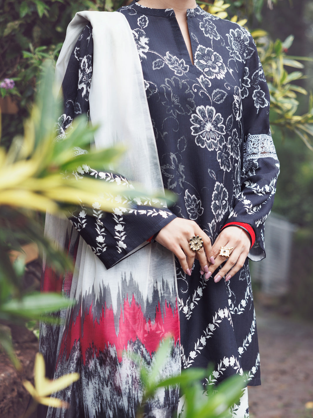 Black Viscose Silk 3Pc Unstitched - AWP-3PS-803