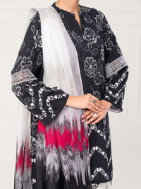 Black Viscose Silk 3Pc Unstitched - AWP-3PS-803