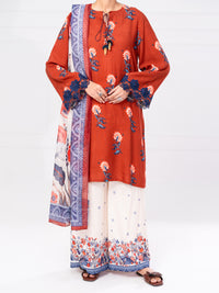 Brown Viscose Raw Silk 3Pc Unstitched - AWP-3PS-804