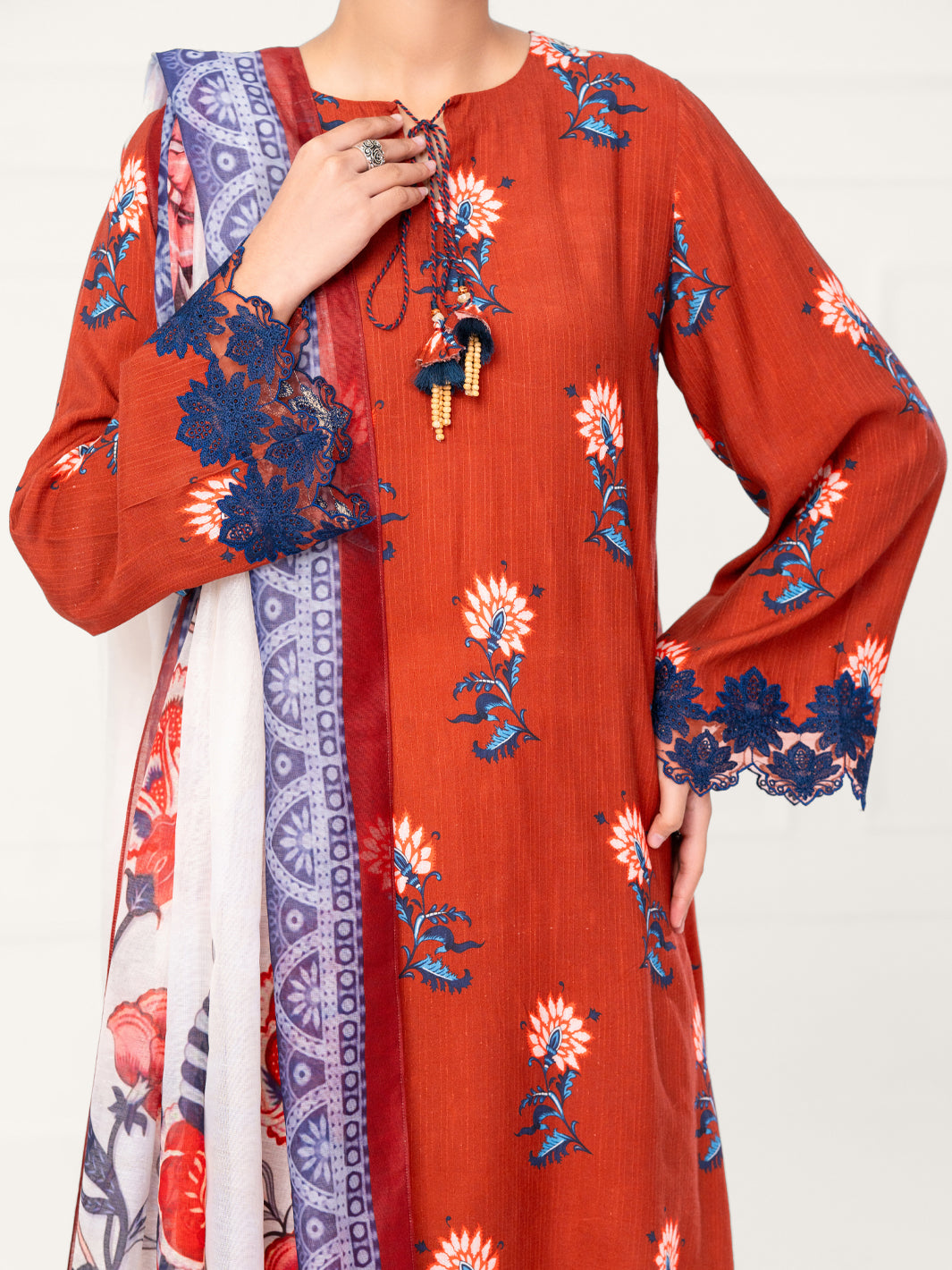 Brown Viscose Raw Silk 3Pc Unstitched - AWP-3PS-804