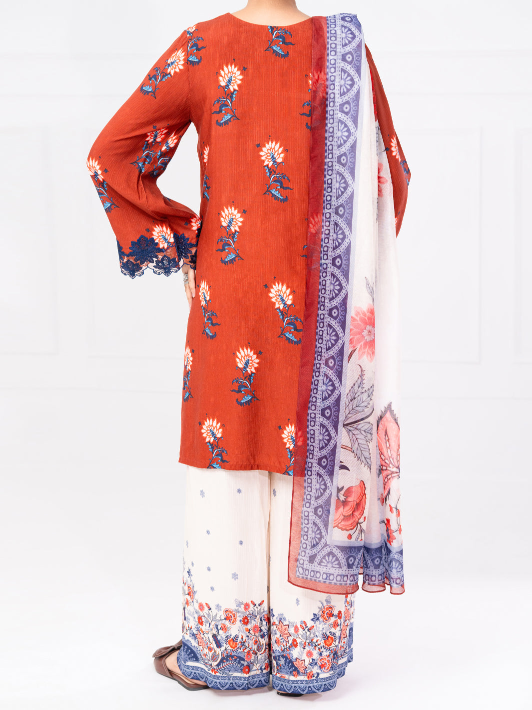 Brown Viscose Raw Silk 3Pc Unstitched - AWP-3PS-804