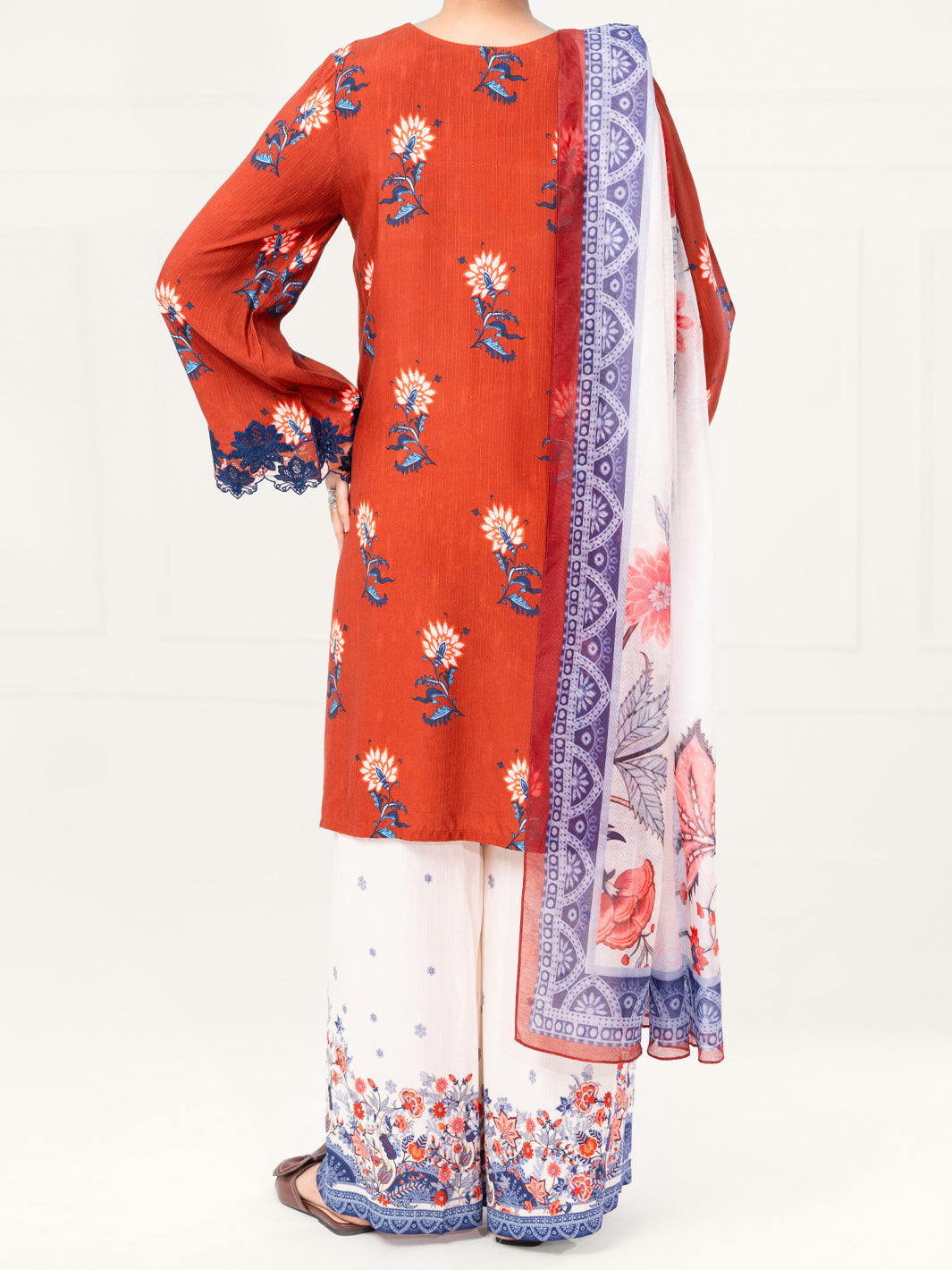 Brown Viscose Raw Silk 3Pc Unstitched - AWP-3PS-804