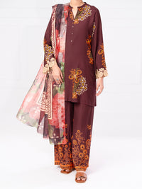 Maroon Viscose Raw Silk 3Pc Unstitched - AWP-3PS-805