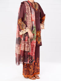 Maroon Viscose Raw Silk 3Pc Unstitched - AWP-3PS-805