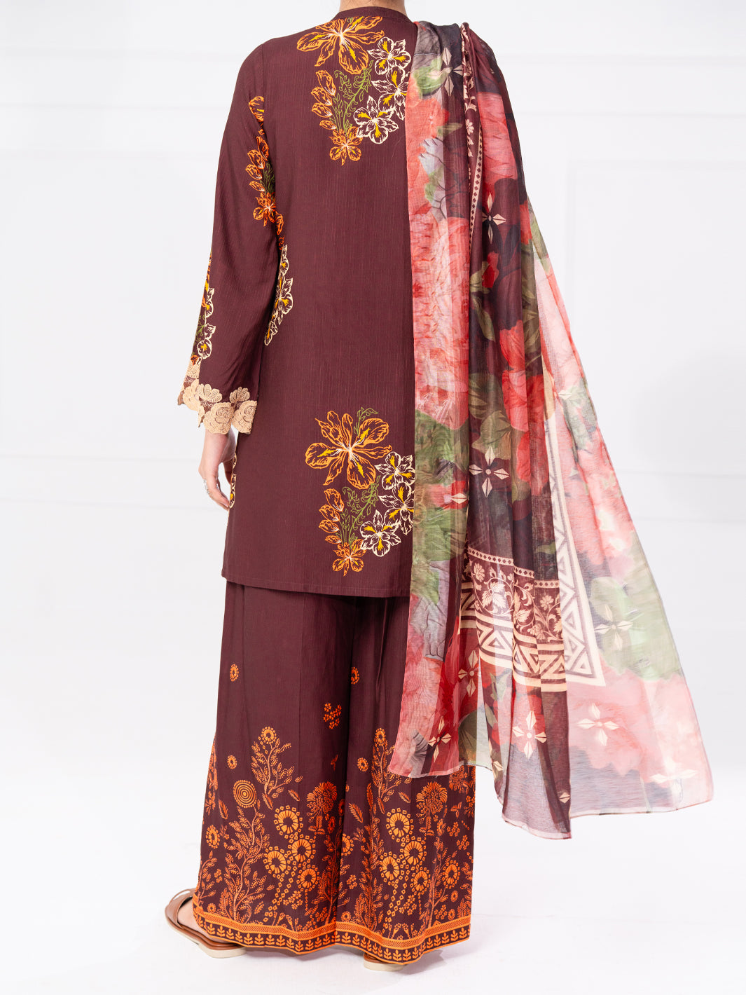 Maroon Viscose Raw Silk 3Pc Unstitched - AWP-3PS-805