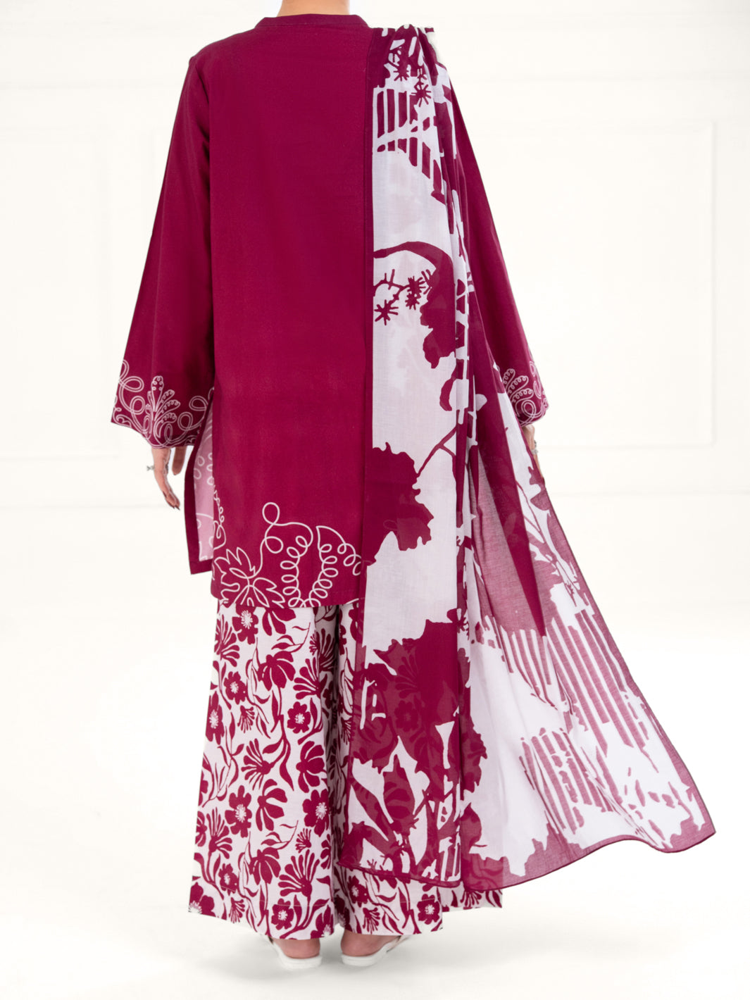 Maroon Lawn 3Pc Stitched - AWP-3PS-859