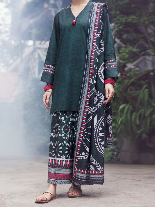 Charcoal Lawn 3Pc Stitched - AWP-3PS-860