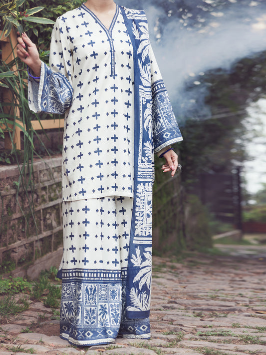 Off White Lawn 3Pc Stitched - AWP-3PS-861