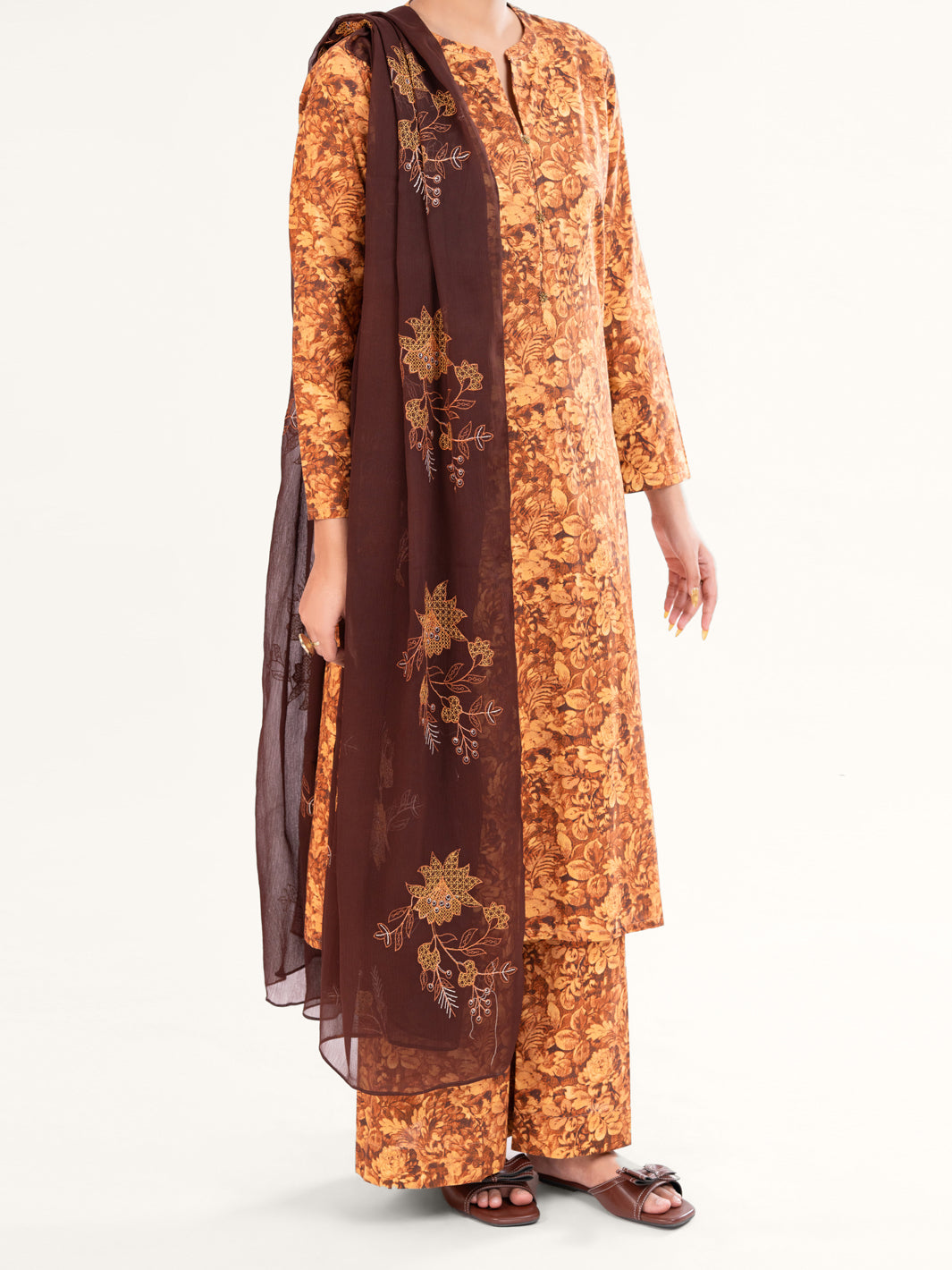 Brown Lawn 3Pc Stitched - AWP-3PS-862