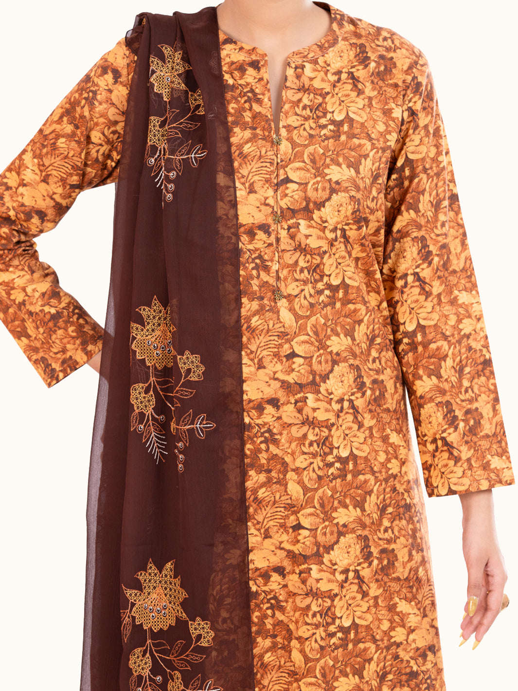 Brown Lawn 3Pc Stitched - AWP-3PS-862