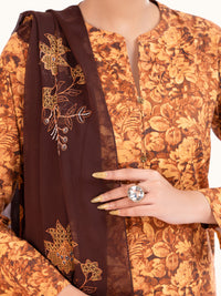 Brown Lawn 3Pc Stitched - AWP-3PS-862