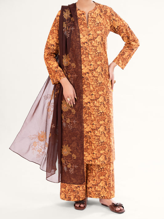 Brown Lawn 3Pc Stitched - AWP-3PS-862